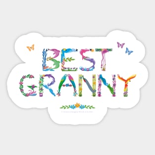 Best Granny - tropical wordart Sticker